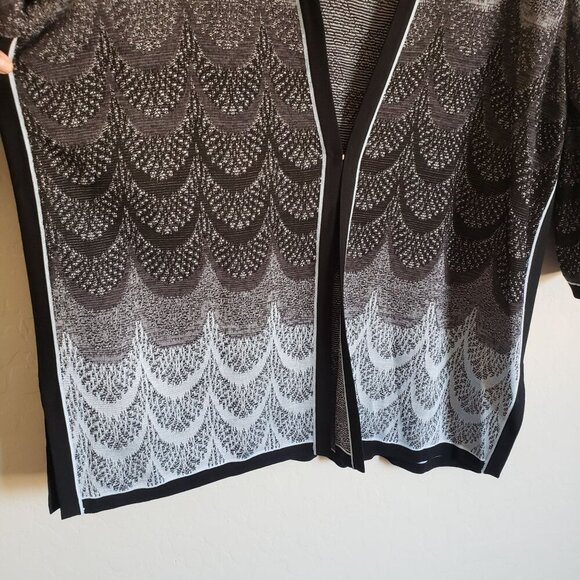 Ming Wang Knit 3/4 Sleeve Cardigan Blue/Grey/Black Size Women's 1X Clasp Artsy - Picture 4 of 12